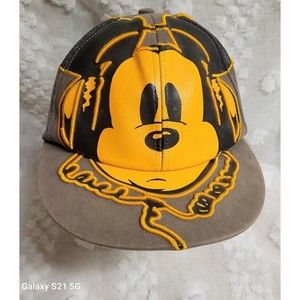 Disney Parks Mickey Mouse Wearing Headphones Gray Orange Hat Cap Size Adult